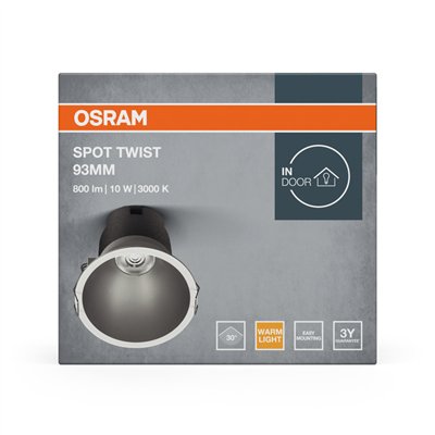 LED SPOT RECESS TWIST PRO 93mm 10W 3000K White Silver