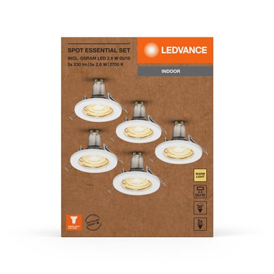 LED SPOT SET RECESS ESSENTIAL GU10 5x2.6W GU10 White