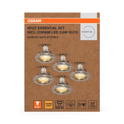 LED SPOT SET RECESS ESSENTIAL GU10 5x2.6W GU10 Brushed Nickel