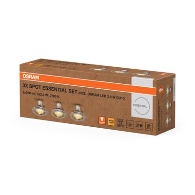 LED SPOT SET RECESS ESSENTIAL GU10 3x2.6W GU10 Brushed Nickel