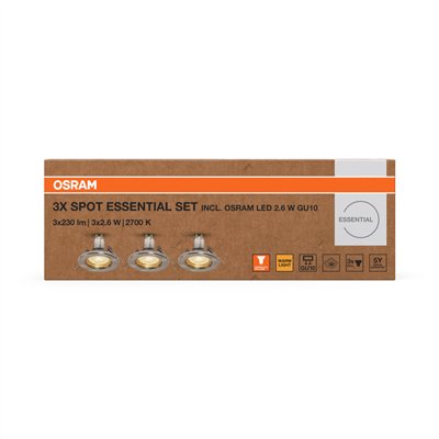 LED SPOT SET RECESS ESSENTIAL GU10 3x2.6W GU10 Brushed Nickel