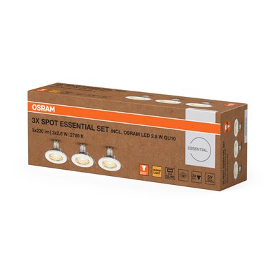 LED SPOT SET RECESS ESSENTIAL GU10 3x2.6W GU10 White