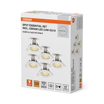 LED SPOT SET RECESS ESSENTIAL GU10 5x2.6W GU10 White