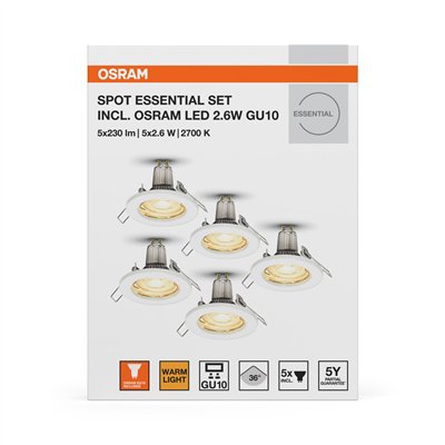 LED SPOT SET RECESS ESSENTIAL GU10 5x2.6W GU10 White