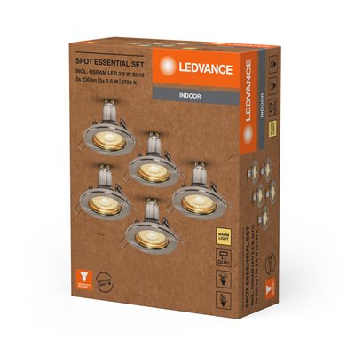 LED SPOT SET RECESS ESSENTIAL GU10 5x2.6W GU10 Brushed Nickel