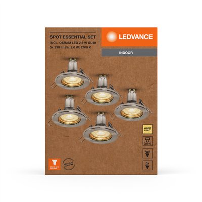 LED SPOT SET RECESS ESSENTIAL GU10 5x2.6W GU10 Brushed Nickel