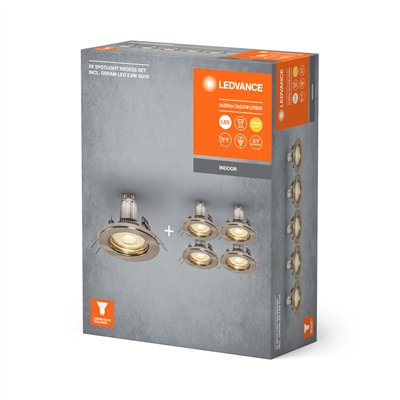 LED SPOT SET RECESS GU10 5x2.6W GU10 Brushed Nickel