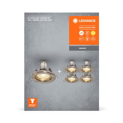 LED SPOT SET RECESS GU10 5x2.6W GU10 Brushed Nickel