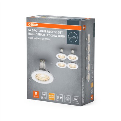 LED SPOT SET RECESS GU10 5x2.6W GU10 White