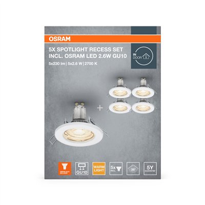 LED SPOT SET RECESS GU10 5x2.6W GU10 White