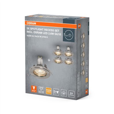 LED SPOT SET RECESS GU10 5x2.6W GU10 Brushed Nickel