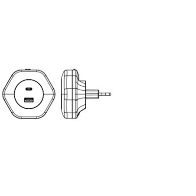 Lunetta Hexagon USB A&C 3000K White
