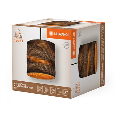 Decor Cardboard Cylinder Pendant E27 Brown