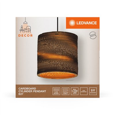 Decor Cardboard Cylinder Pendant E27 Brown