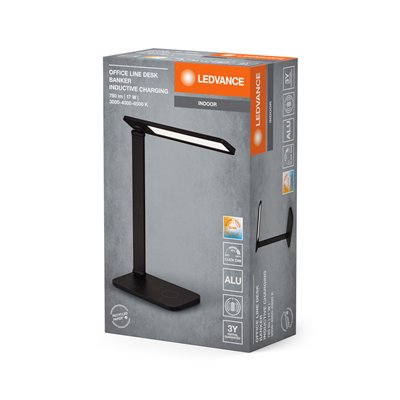 Office Line Desk Banker Inductive Charging 17W CCT Dimmable Black