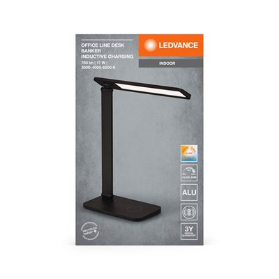 Office Line Desk Banker Inductive Charging 17W CCT Dimmable Black