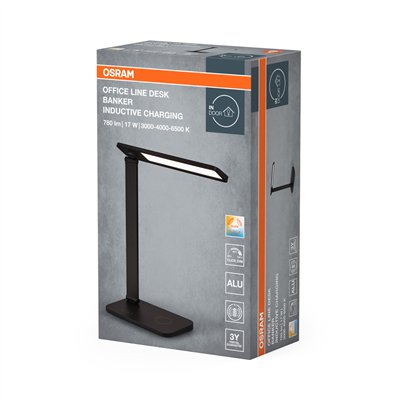 Office Line Desk Banker Inductive Charging 17W CCT Dimmable Black