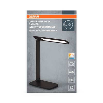 Office Line Desk Banker Inductive Charging 17W CCT Dimmable Black