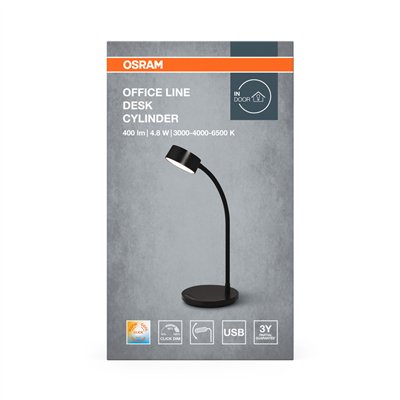 Office Line Desk Cylinder 4.8W CCT Dimmable Black