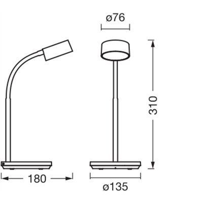 Office Line Desk Cylinder 4.8W CCT Dimmable Black