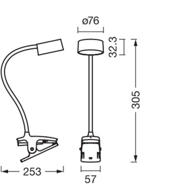 Office Line Desk Cylinder Clip 4.8W TW Dimmable White