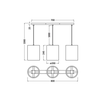 Decor Cardboard Cylinder Pendant 3XE27 Brown