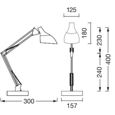 Office Line Desk Pear E27 Black