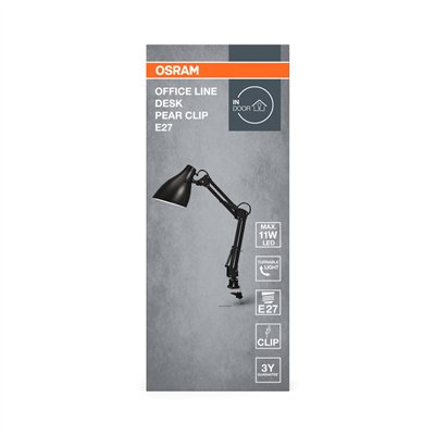 Office Line Desk Pear Clip E27 Black
