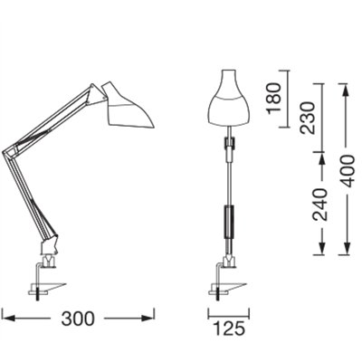 Office Line Desk Pear Clip E27 Black