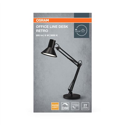 Office Line Desk Retro 9W 830 Dimmable Black