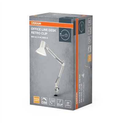 Office Line Desk Retro Clip 9W 830 Dimmable White