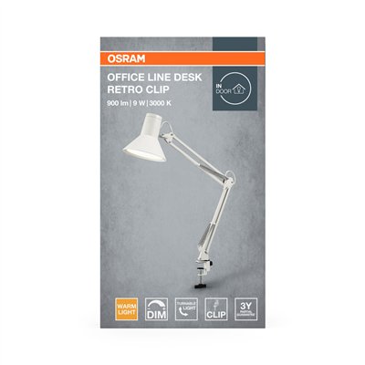 Office Line Desk Retro Clip 9W 830 Dimmable White