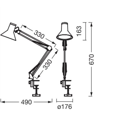 Office Line Desk Retro Clip 9W 830 Dimmable Black