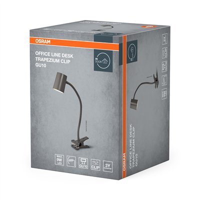 Office Line Desk Trapezium Clip GU10 Grey