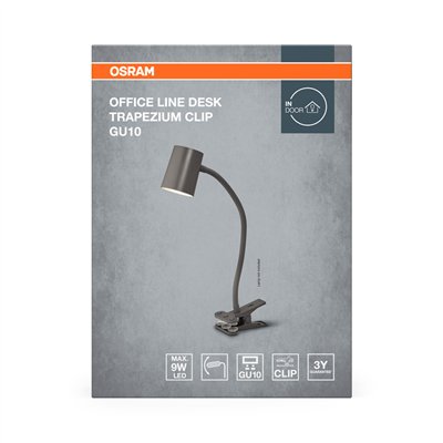 Office Line Desk Trapezium Clip GU10 Grey