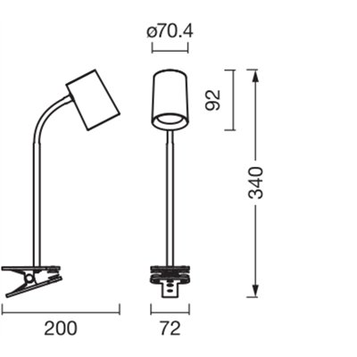 Office Line Desk Trapezium Clip GU10 Grey