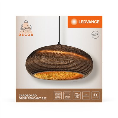 Decor Cardboard Drop Pendant E27 Brown