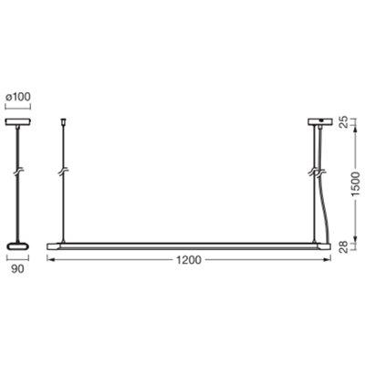 Office line slab 1.2m 40W 840 DIM White
