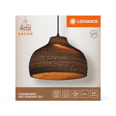Decor Cardboard Hat Pendant E27 Brown