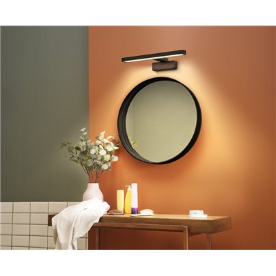 Orbis Disc Bar Bathroom Mirror 400mm Black Click-CCT IP44