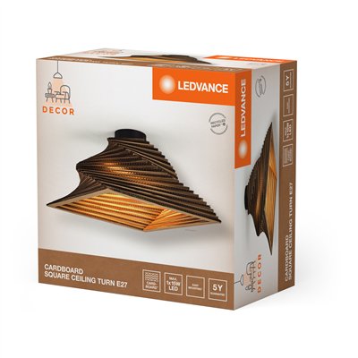 Decor Cardboard Square Ceiling Turn E27 Brown