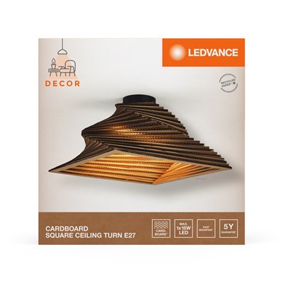 Decor Cardboard Square Ceiling Turn E27 Brown