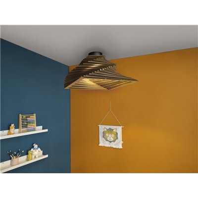 Decor Cardboard Square Ceiling Turn E27 Brown
