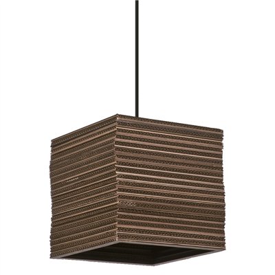 Decor Cardboard Square Pendant E27 Brown