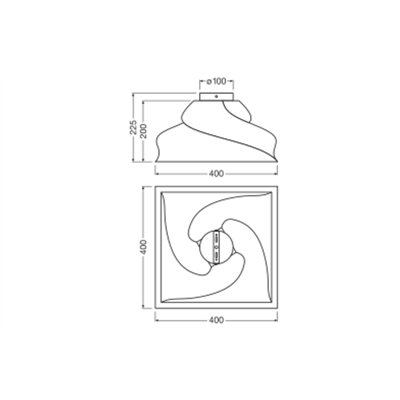 Decor Cardboard Square Ceiling Turn E27 Brown