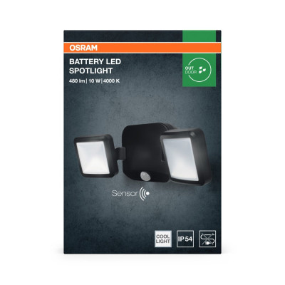 Battery LED Spotlight Double 10W 4000K IP54 Black