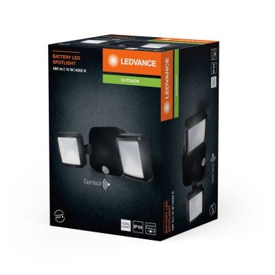 Battery LED Spotlight Double 10W 4000K IP54 Black