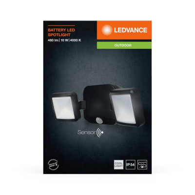 Battery LED Spotlight Double 10W 4000K IP54 Black