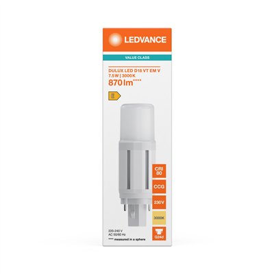 DULUX LED D VT EM & AC MAINS V 7.5W 830 G24D