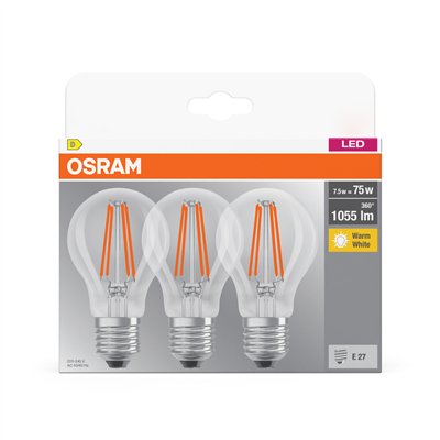 LED BASE CLASSIC A 7.5W 827 Clear E27